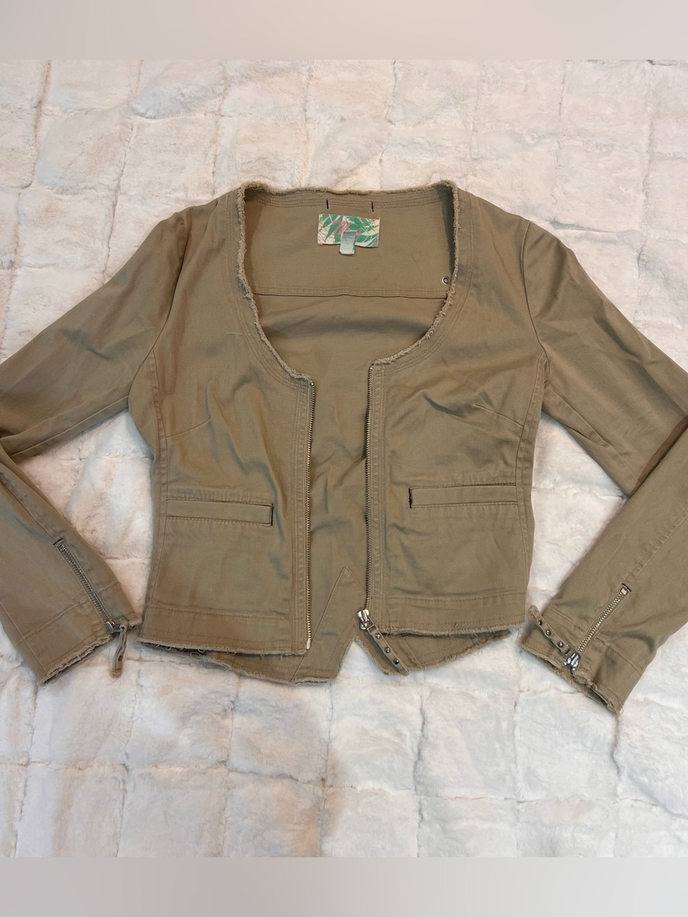 MNG Tan Zip Front Utility Jacket